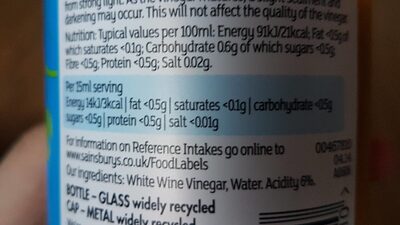 White wine vinegar - Tableau nutritionnel - en