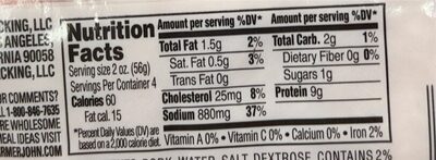 Farmer john cooked ham - Nutrition facts