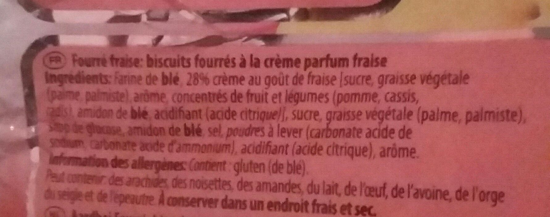 Biscuits Fourres Fraise - Ingredients - fr