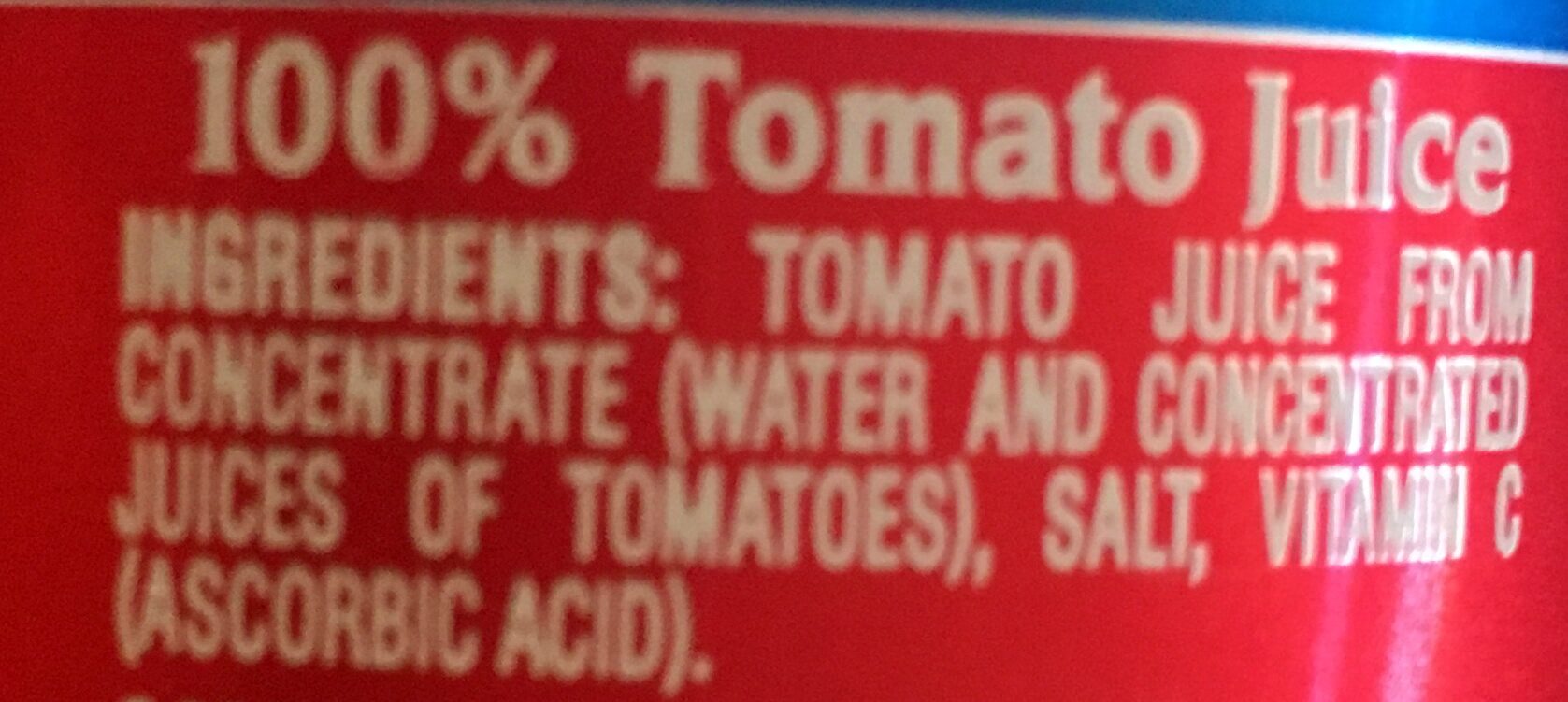 Tomato Juice from Concentrate - Ingredients