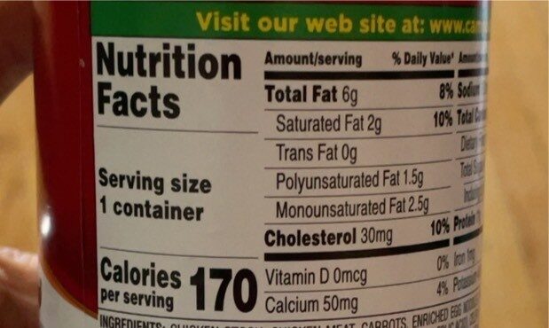 Low sodium chicken with noodle - Nutrition facts