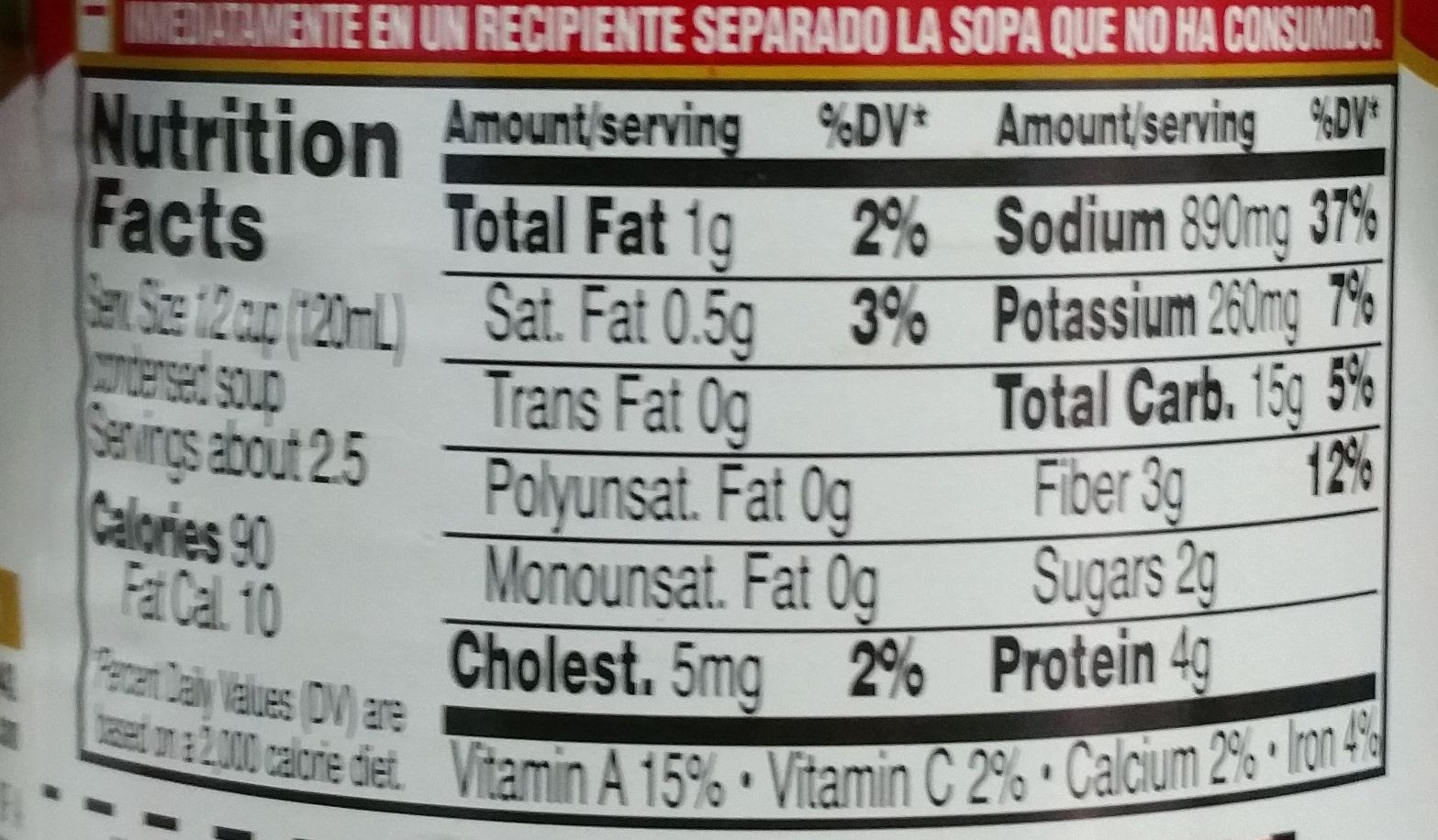 Vegetable Beef Condensed Soup - Nutrition facts