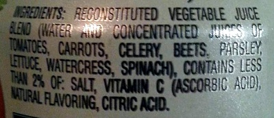 Original 100% Vegetable Juice - V8 - 11.5 FL Oz (340 ML) - Ingredientes - en