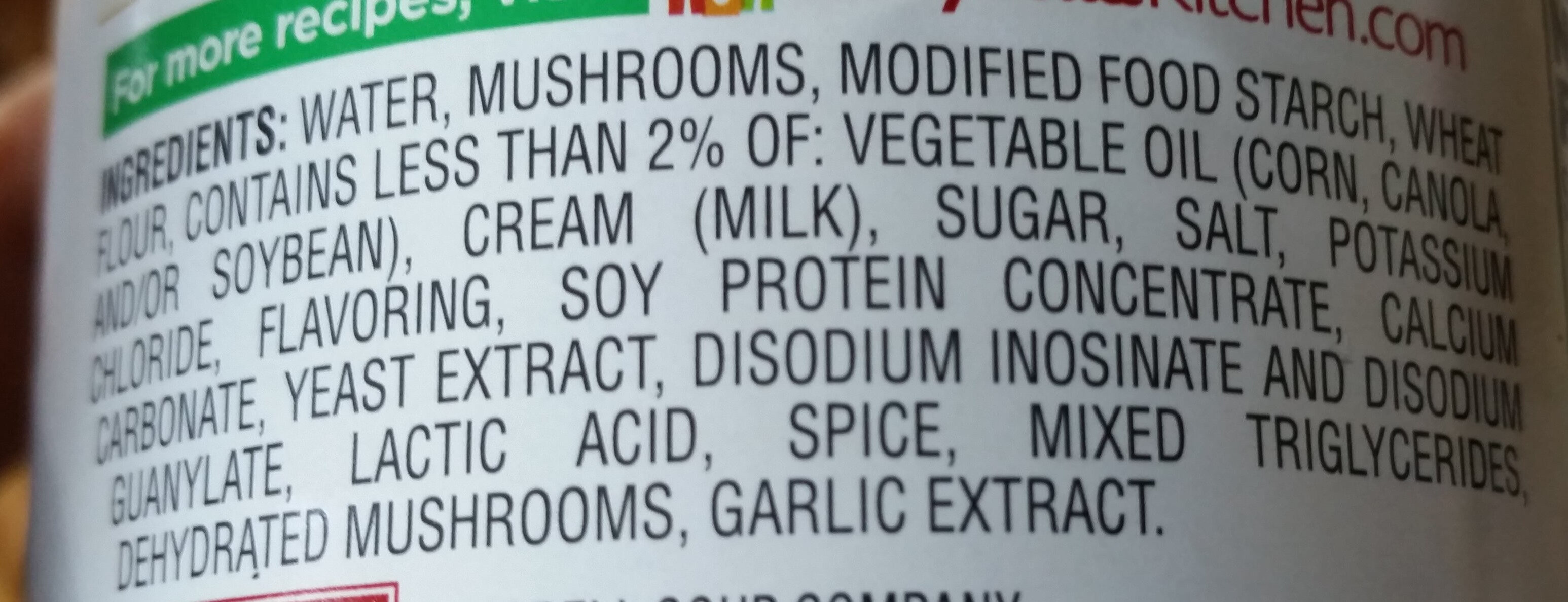 Condensed soup cream of mushroom - المكونات - en