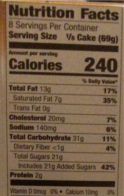 Cakes Golden - Nutrition facts