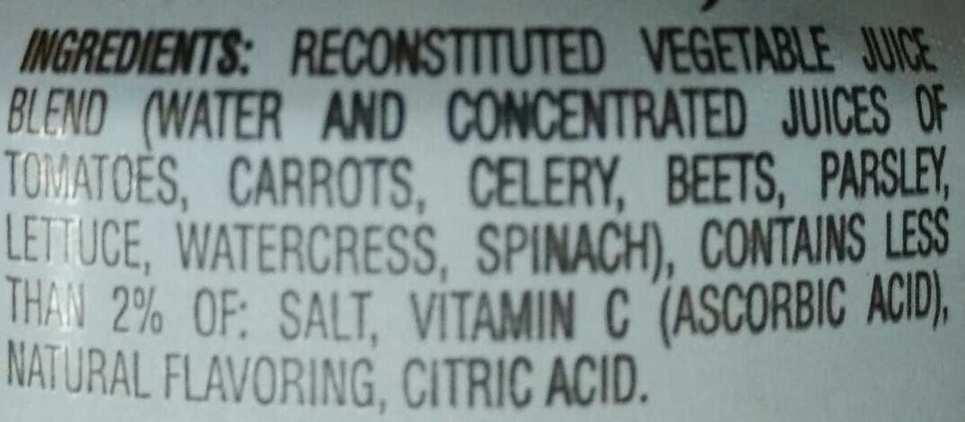 Original vegetable juice - Ingredientes - en