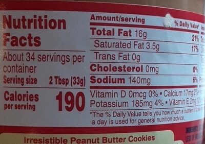 Jif Creamy Peanut butter - Nutrition facts