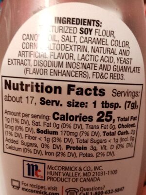 Imitation bacon chips - Nutrition facts
