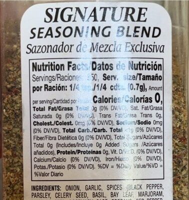 Perfect pinch signature saltfree seasoning - Nutrition facts