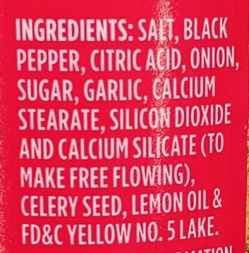 Lemon & Pepper Seasoning - Ingredients