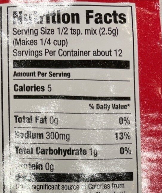 Au jus gravy mix - Nutrition facts