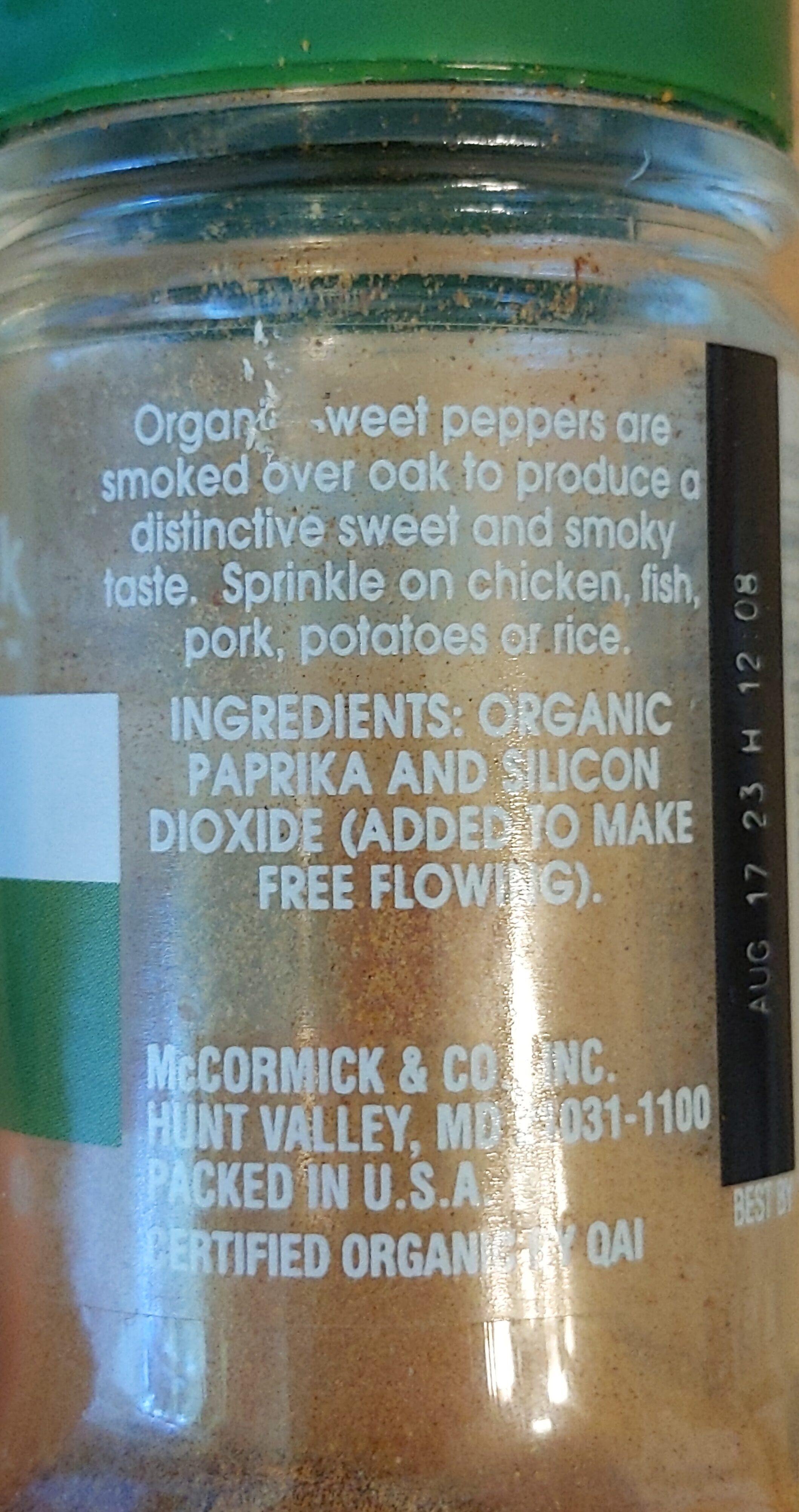 Organic Smoked Paprika - Ingredients