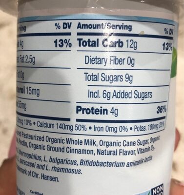 Stonyfield yobaby blueberry & apple yogurt - Nutrition facts