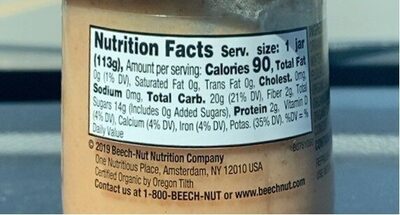 Beech nut organics banana, cinnamon & granola - Nutrition facts