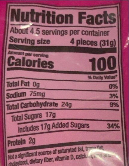 Sour neon gummy worms - Nutrition facts