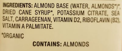 Organic almond non dairy beverage - Thành phần - en