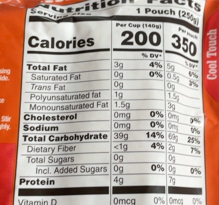 Ready rice - Nutrition facts