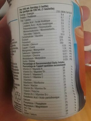 Endure Regulier - Nutrition facts