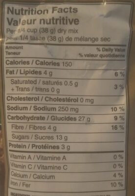 Bran Muffin Mix - Tableau nutritionnel