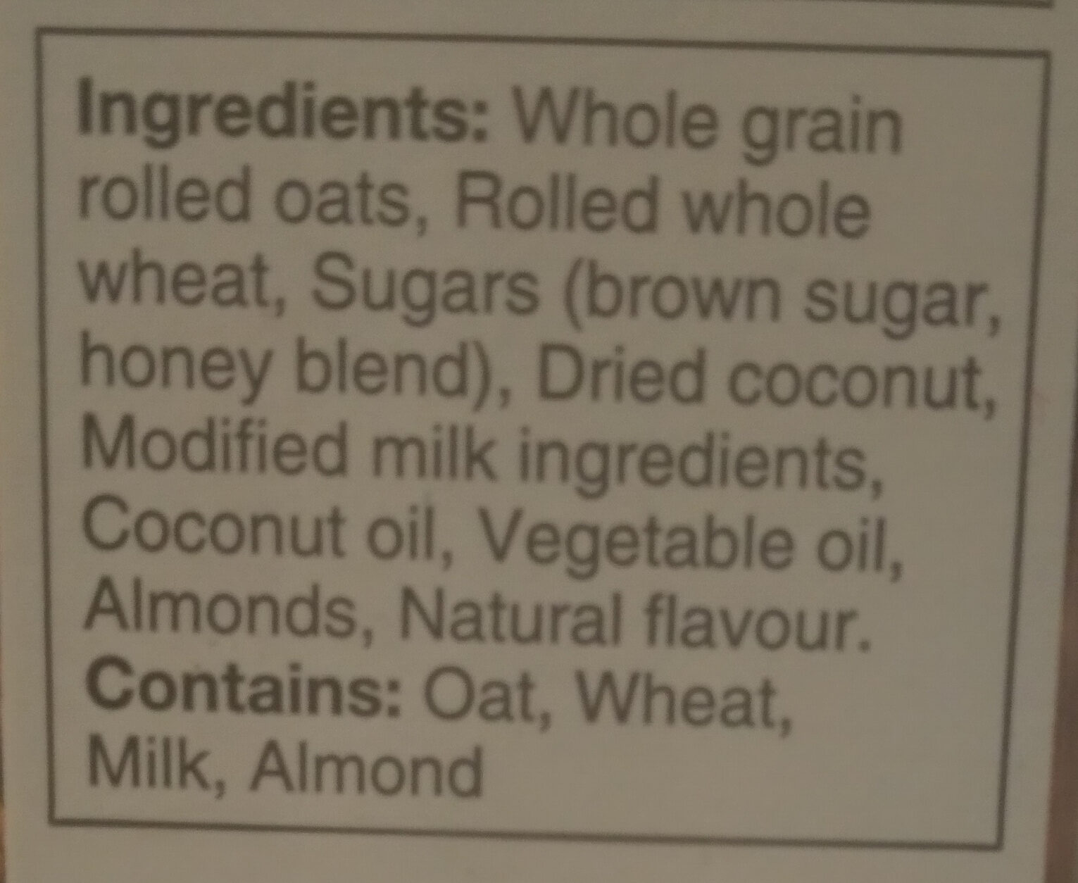 Original Harvest Crunch - Ingredients