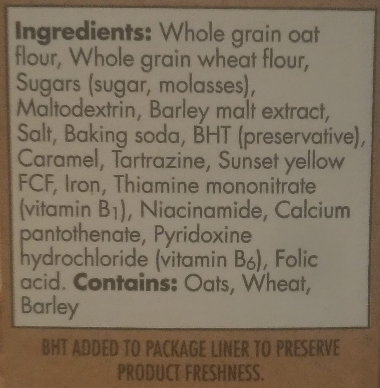 Oatmeal Squares - Ingredients