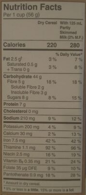 Oatmeal Squares - Nutrition facts