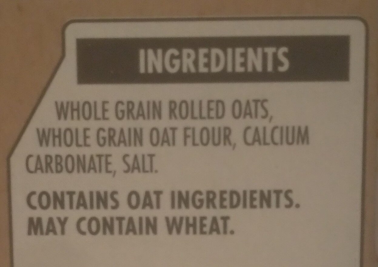 Regular Instant Oatmeal - Ingredients