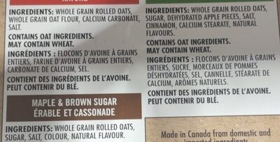 Instant oatmeal flavour variety - Ingrédients - en