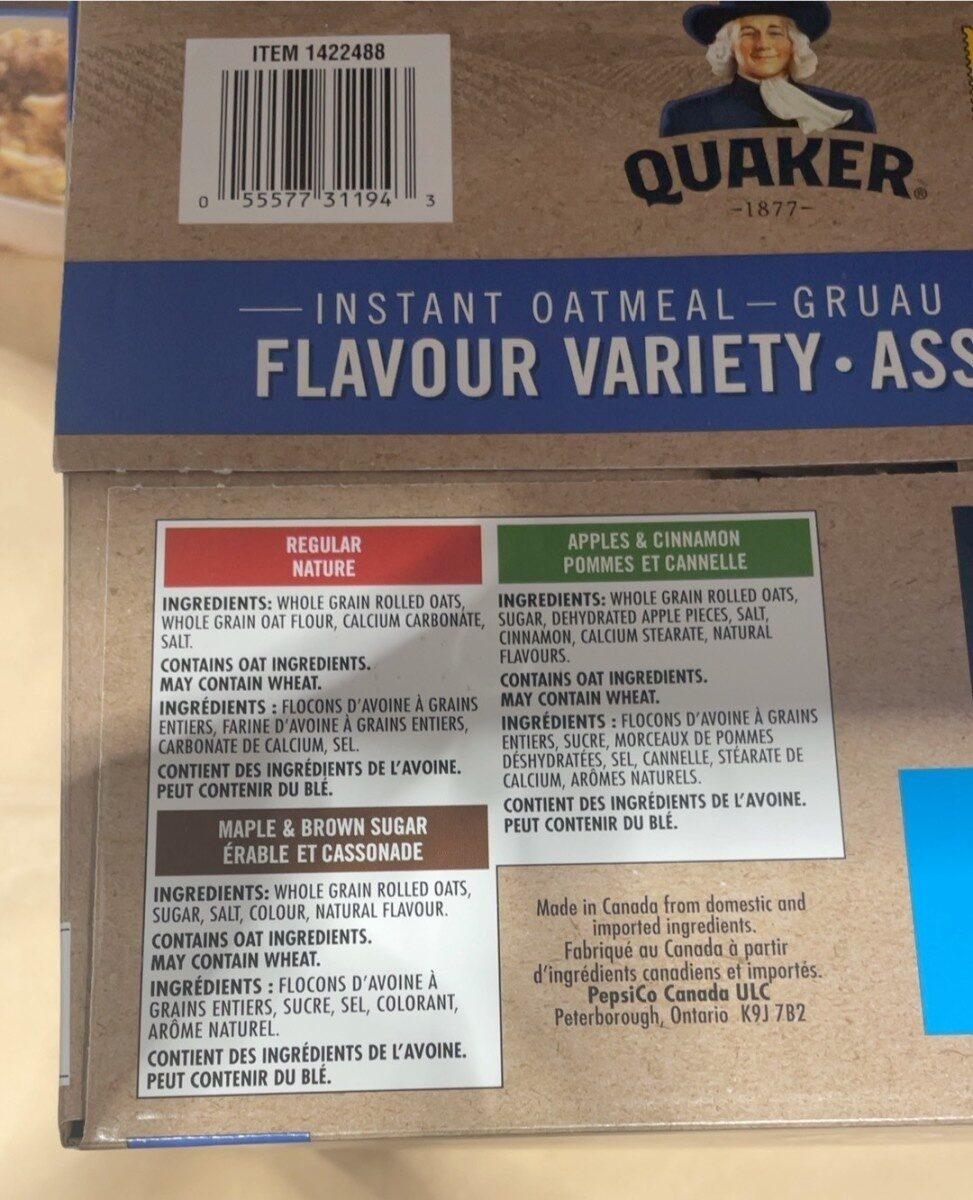 Instant oatmeal flavour variety - Tableau nutritionnel - en