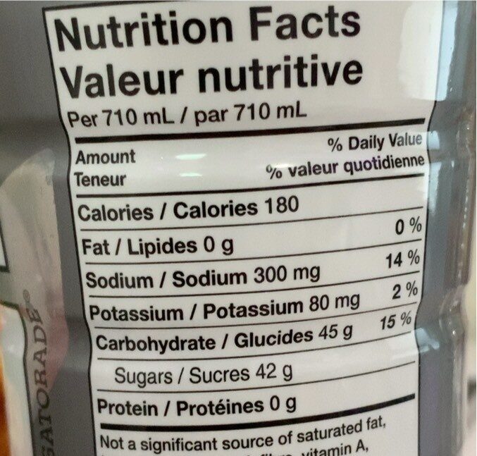 G performer - Nutrition facts - fr