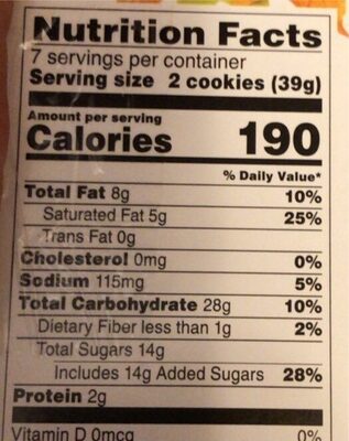Maple creme cookies - Nutrition facts