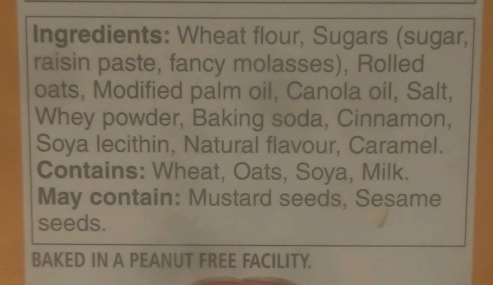 Oatmeal Cookies - Ingredients