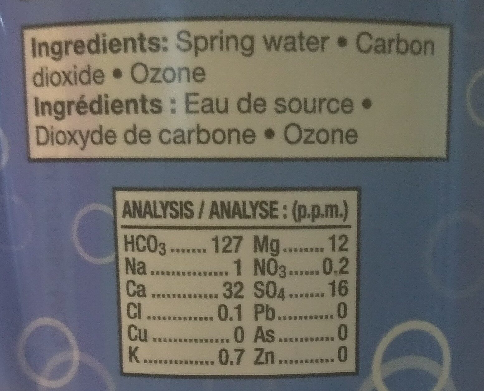 Carbonated Spring Water - Ingrédients - en
