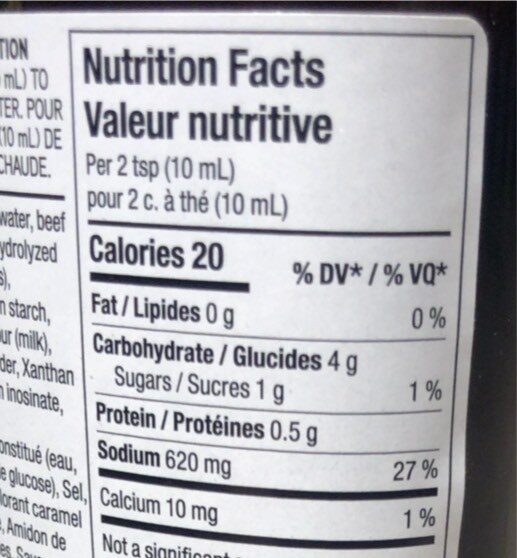 Beef bouillon concentrate - Nutrition facts - fr