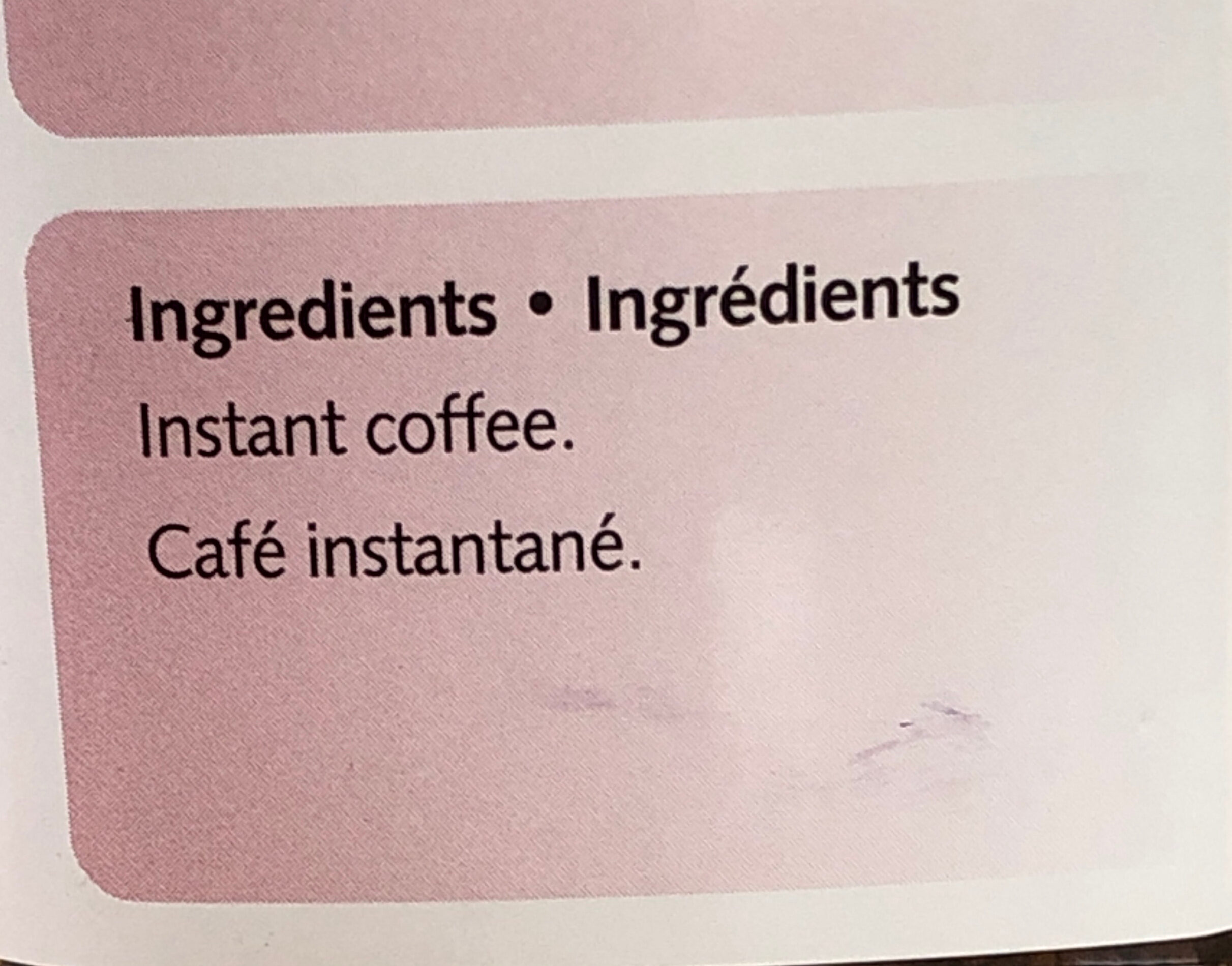 Instant coffee - Ingrédients