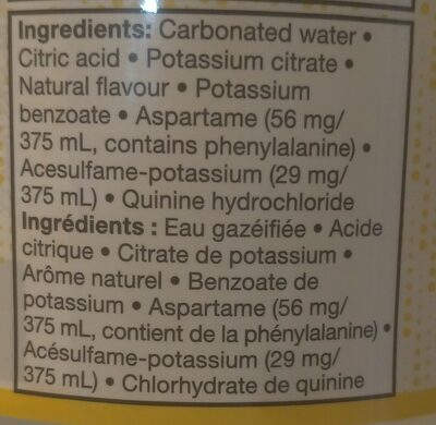 Diet Tonic Water - Ingredients