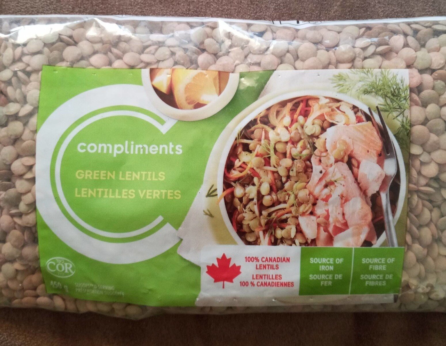 Green lentils, raw - Produit