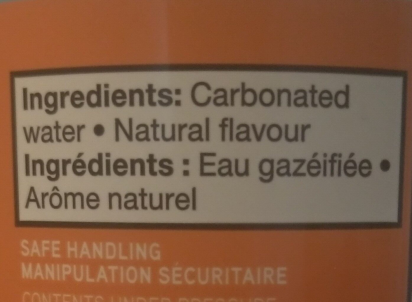 Orange Flavour Sparkling Water - Ingrédients
