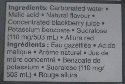 Blackberry Raspberry Flavour Sparkling Water Beverage - Ingrediënten - en