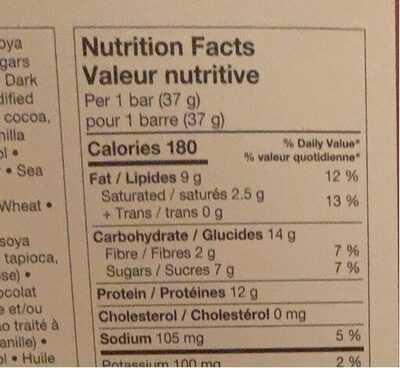 protein bar - Nutrition facts - fr