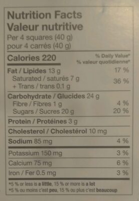 Caramel & Sea Salt Swiss Milk Chocolate - Nutrition facts