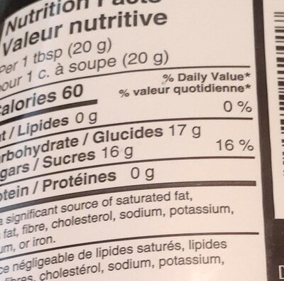 Naturoney - Nutrition facts - fr