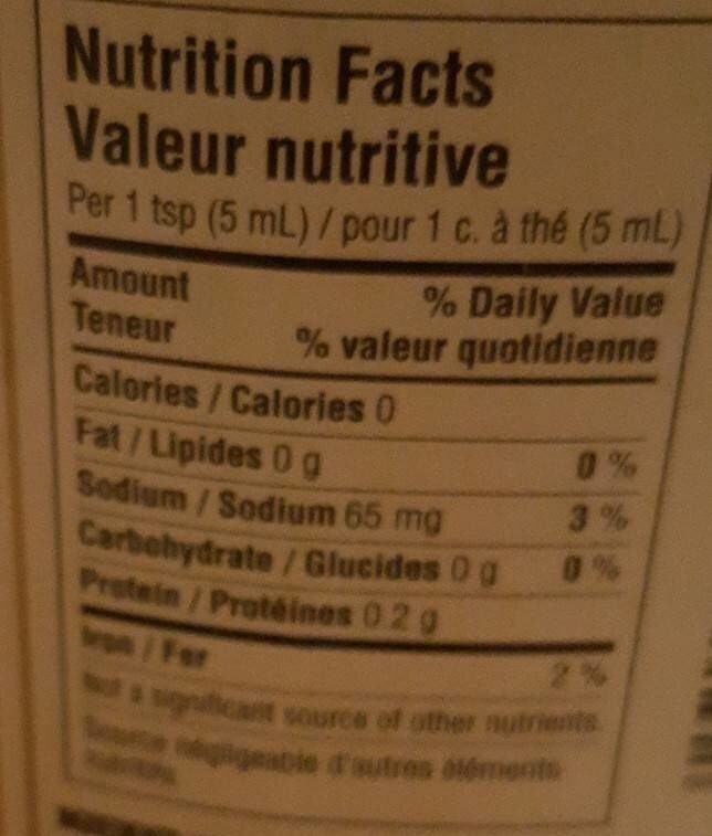 Moutarde Jaune - Nutrition facts - fr