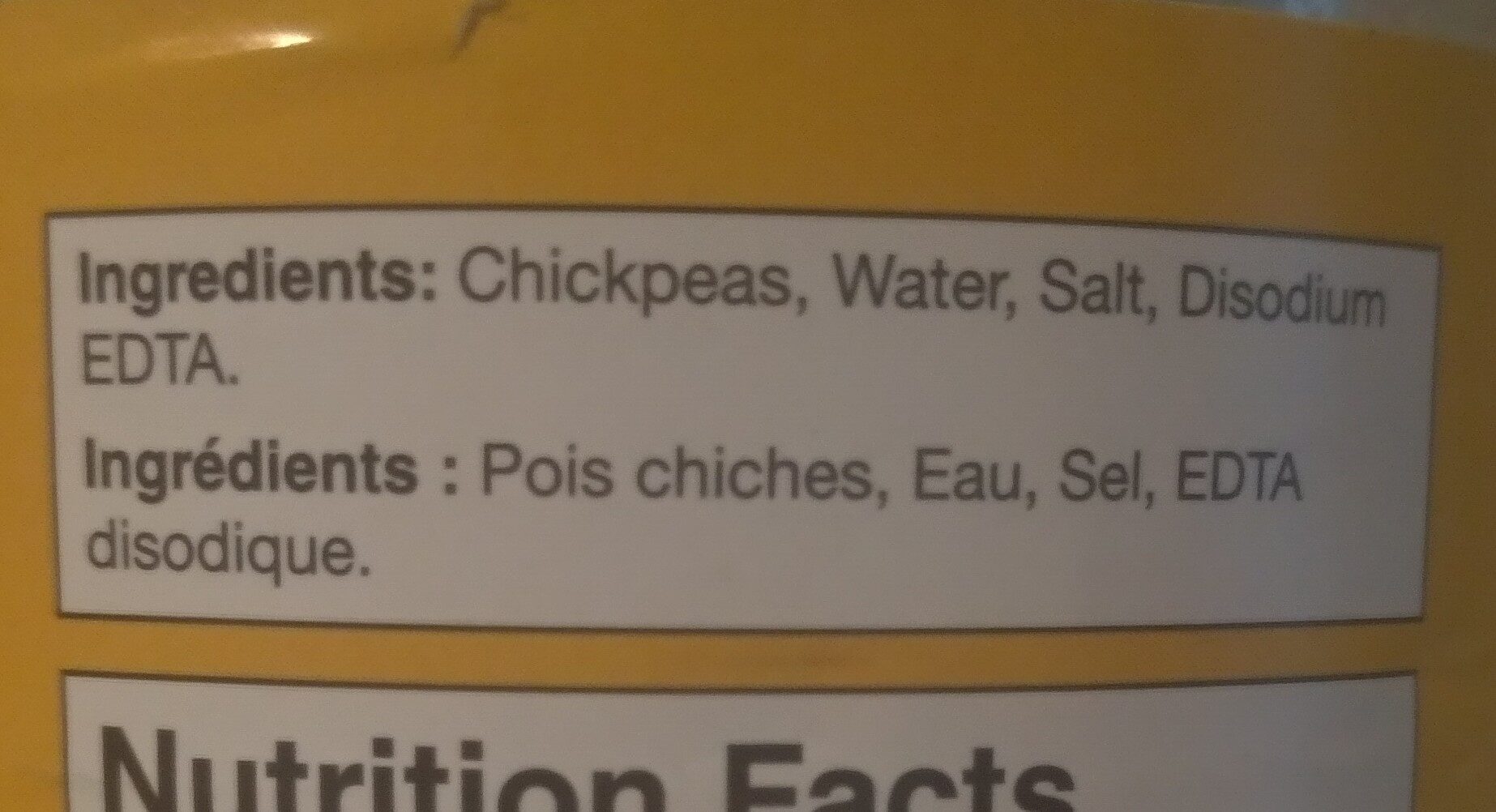 Chickpeas - Ingrédients