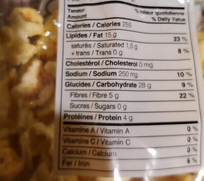 Popcorn - Tableau nutritionnel