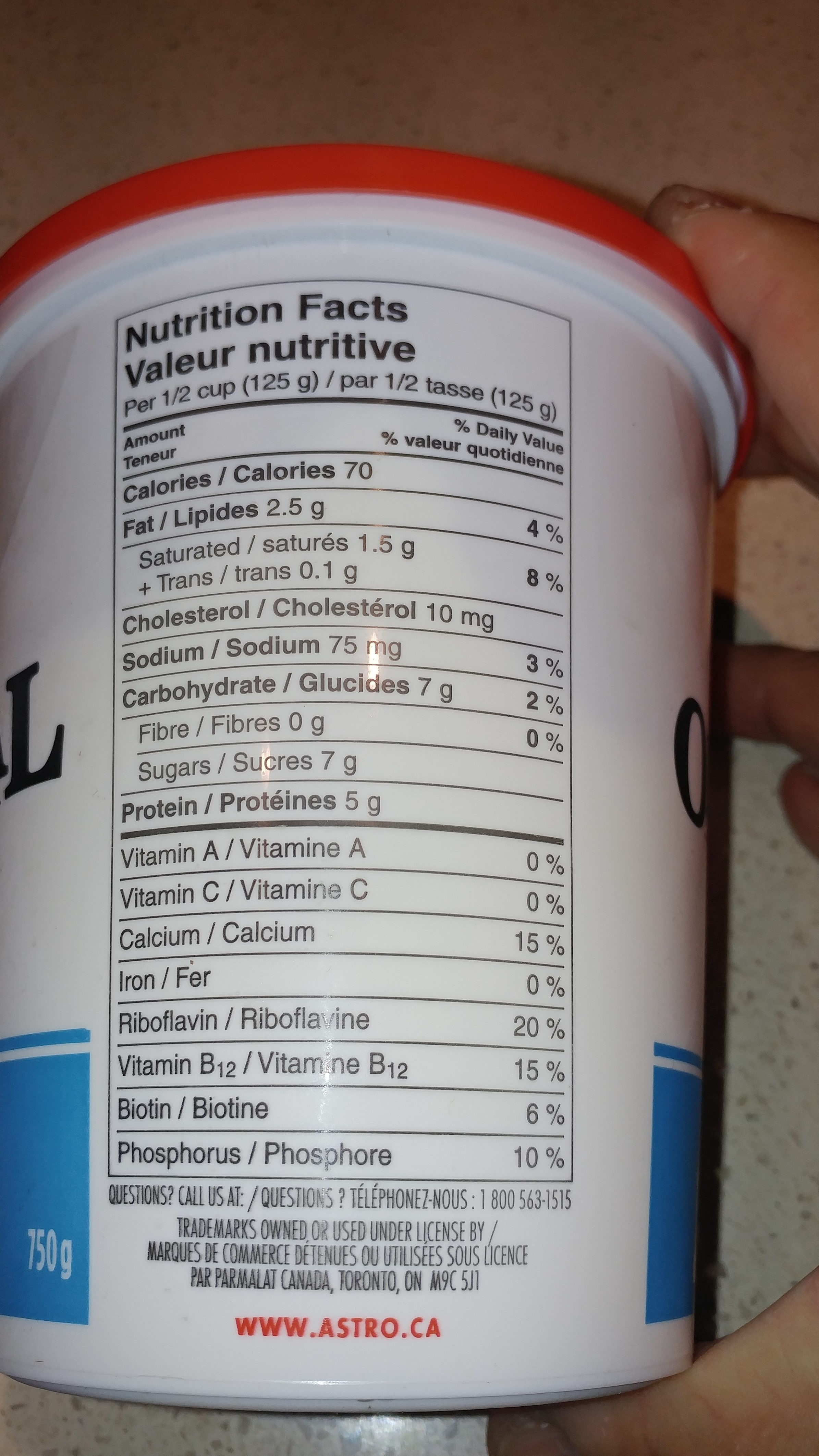 2% M.F. Original Balkan Yogurt Plain - Tableau nutritionnel