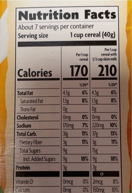 Peanut butter panda puffs frees cereal - Nutrition facts