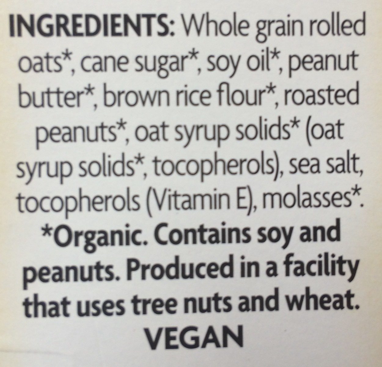 Organic peanut butter granola - Ingredients
