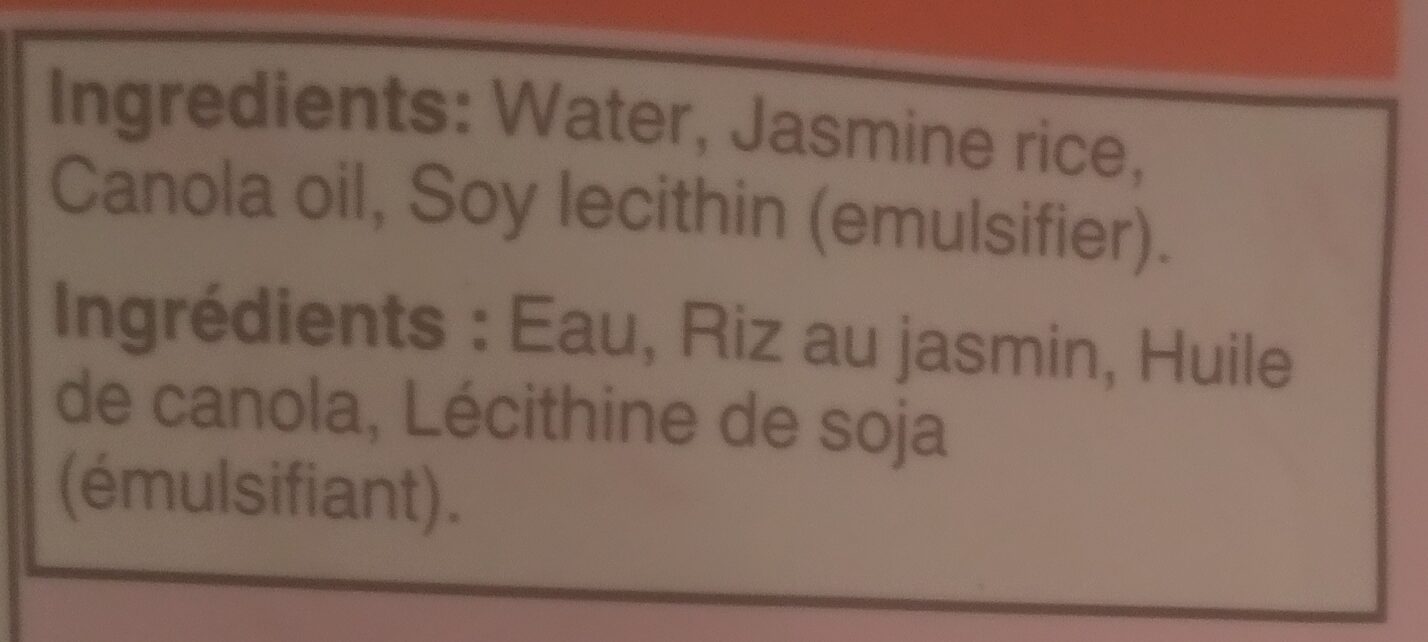 Jasmine Rice Bistro Express - Ingredienser - en