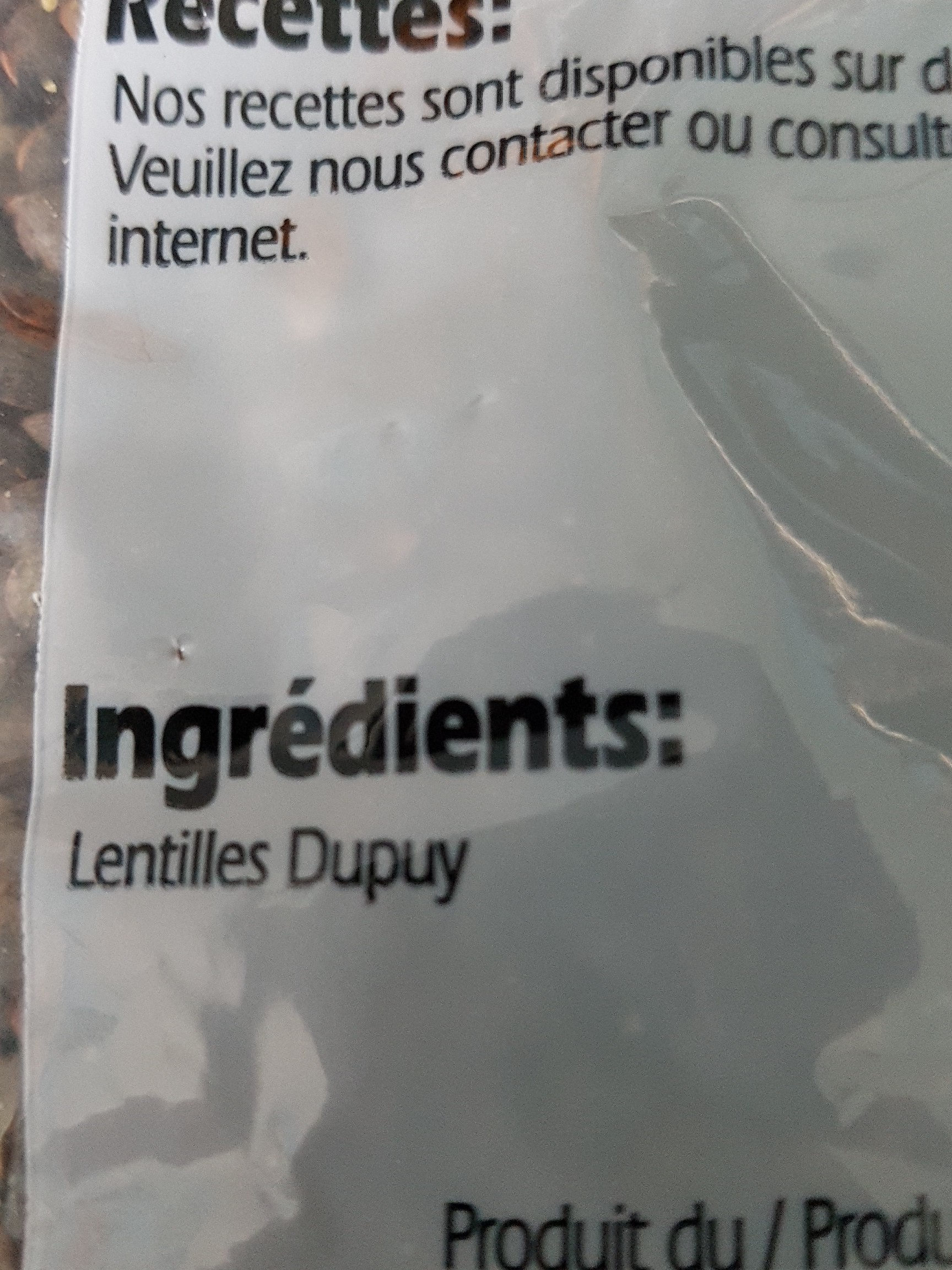 Lentilles Françaises Dupuy - Ingrédients